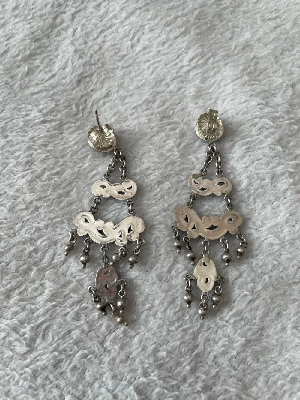 Vintage Lois Hill 925 Sterling Silver Filigree Dangle Earrings